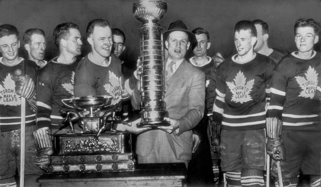On this day in 1945, the <a href="/MapleLeafs/">Toronto Maple Leafs</a> won the Stanley Cup. They beat the <a href="/DetroitRedWings/">Detroit Red Wings</a> 4 games to 3.
