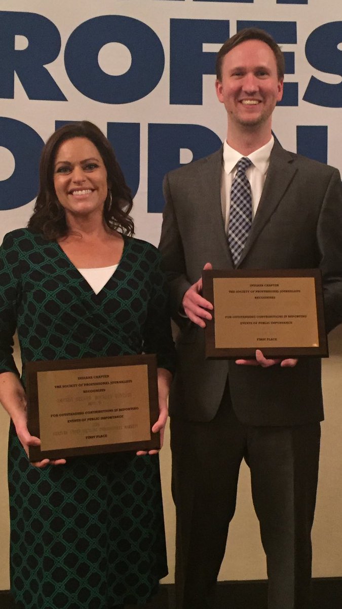 ADeckerNews's tweet photo. It's one thing to win an award doing what you love. It's another to win it with your awesome husband. @IndySPJ #indyspj #FirstPlace #44News https://t.co/mKGEM1PY1g