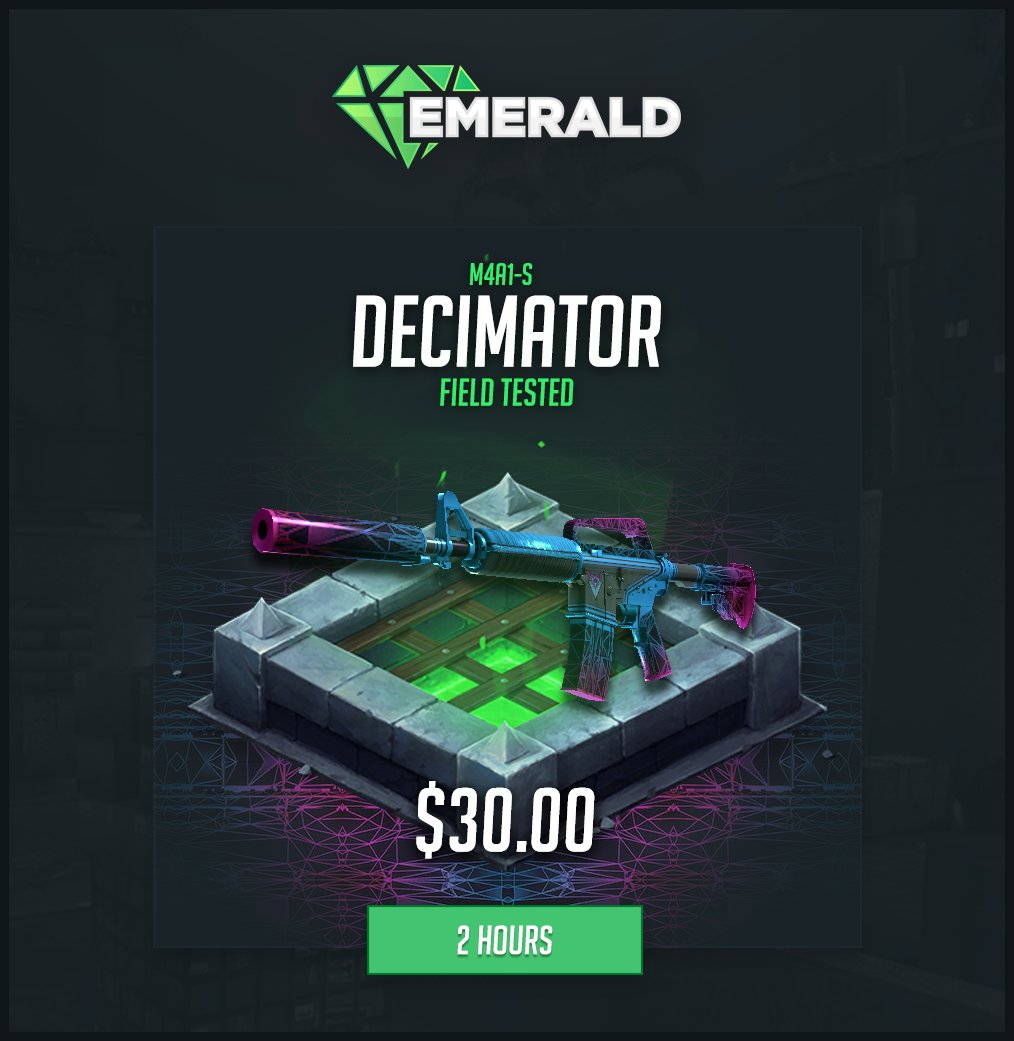 EmeraldsGG's tweet photo. M4A1-S | Decimator

» RT + Follow 
» Check Out : https://t.co/xCzDqhMA5w    
» Tag 2 Friends

Duration: 2 hours https://t.co/uN0H4N05BE