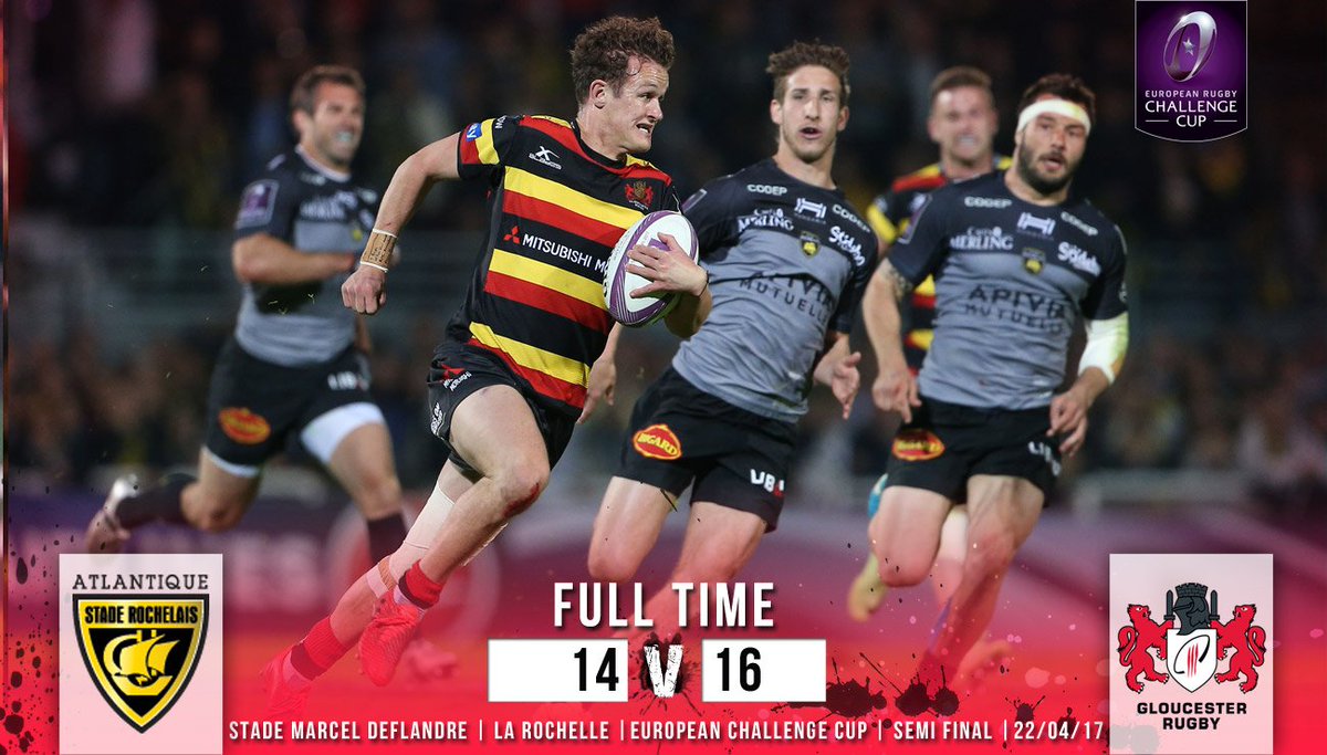 FULL TIME

<a href="/staderochelais/">Stade Rochelais</a> 14-16 <a href="/gloucesterrugby/">Gloucester Rugby 🍒</a> 

WOW!!!! What a result!