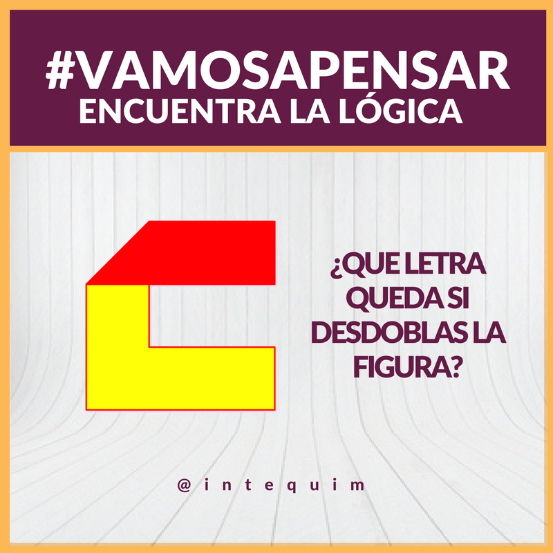 Intequim's tweet photo. #VamosAPensar ¿Que letra queda si desdoblas la figura? #intequim https://t.co/cw8PZjM6nX