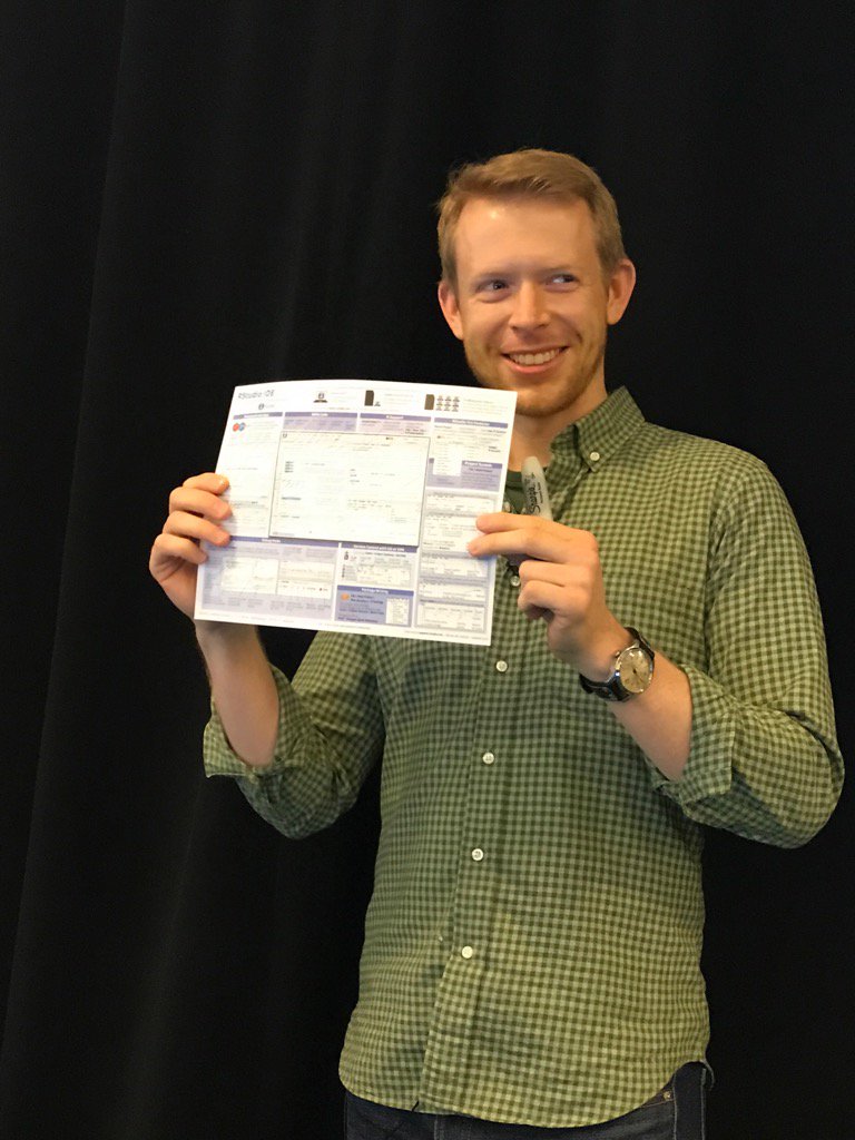 Hehe. #RSTATSNYC Wes McKinney with R Cheat Sheet