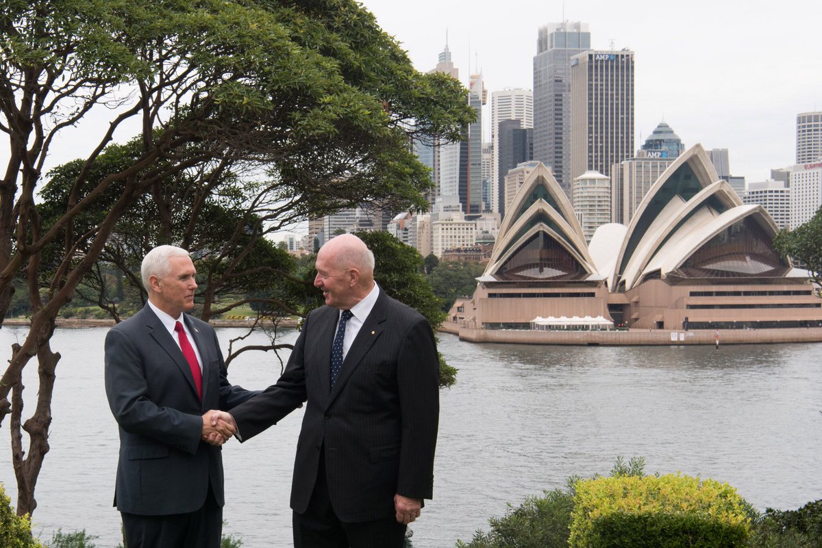Proud to represent @POTUS - alliance b/w Aus. & U.S is a beacon that shines not only throughout Asia Pacific but across the world #VPinAUS