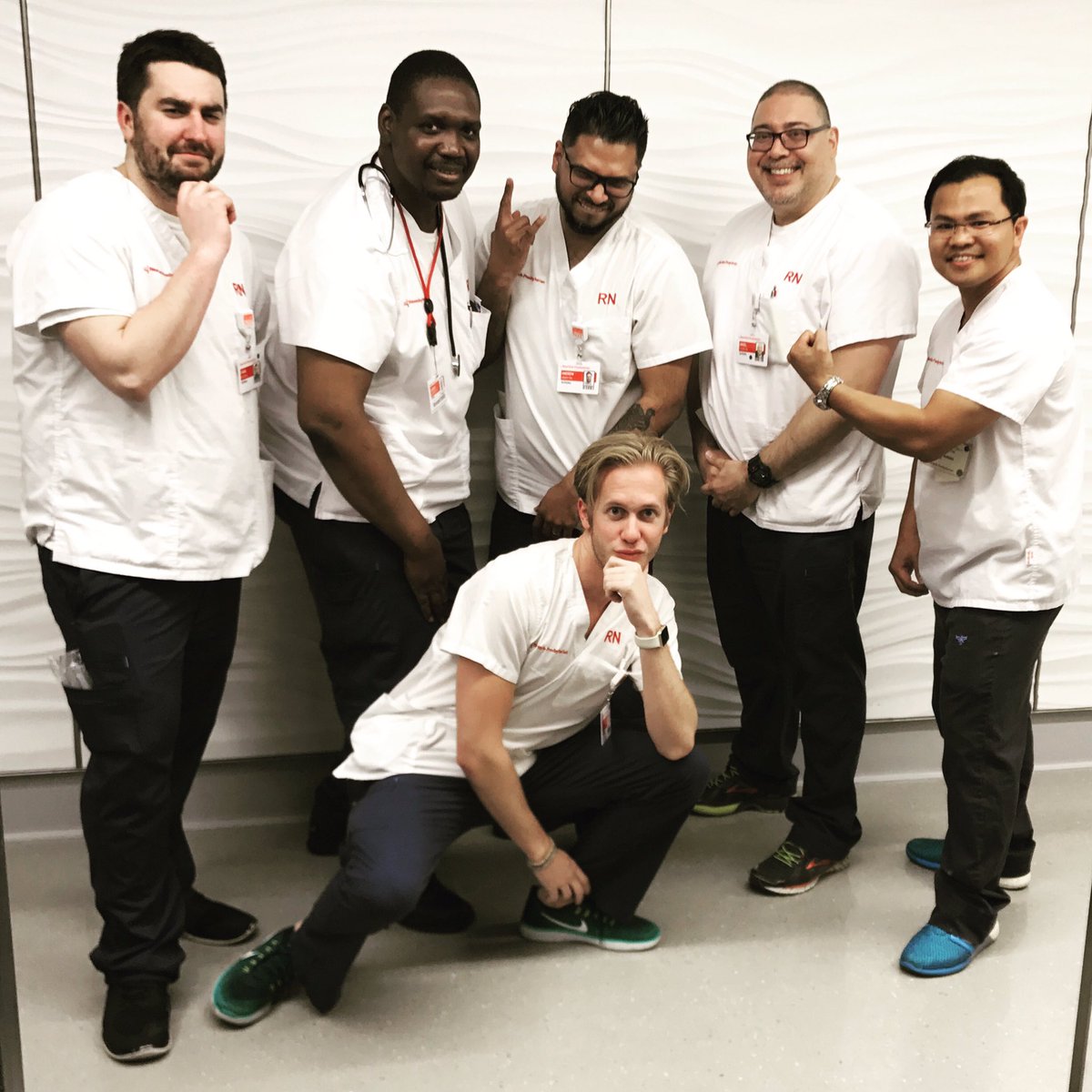 For the first time in Nurstory 9GS had an all male nurse crew/ boy band #nyp #columbia #orthopedics