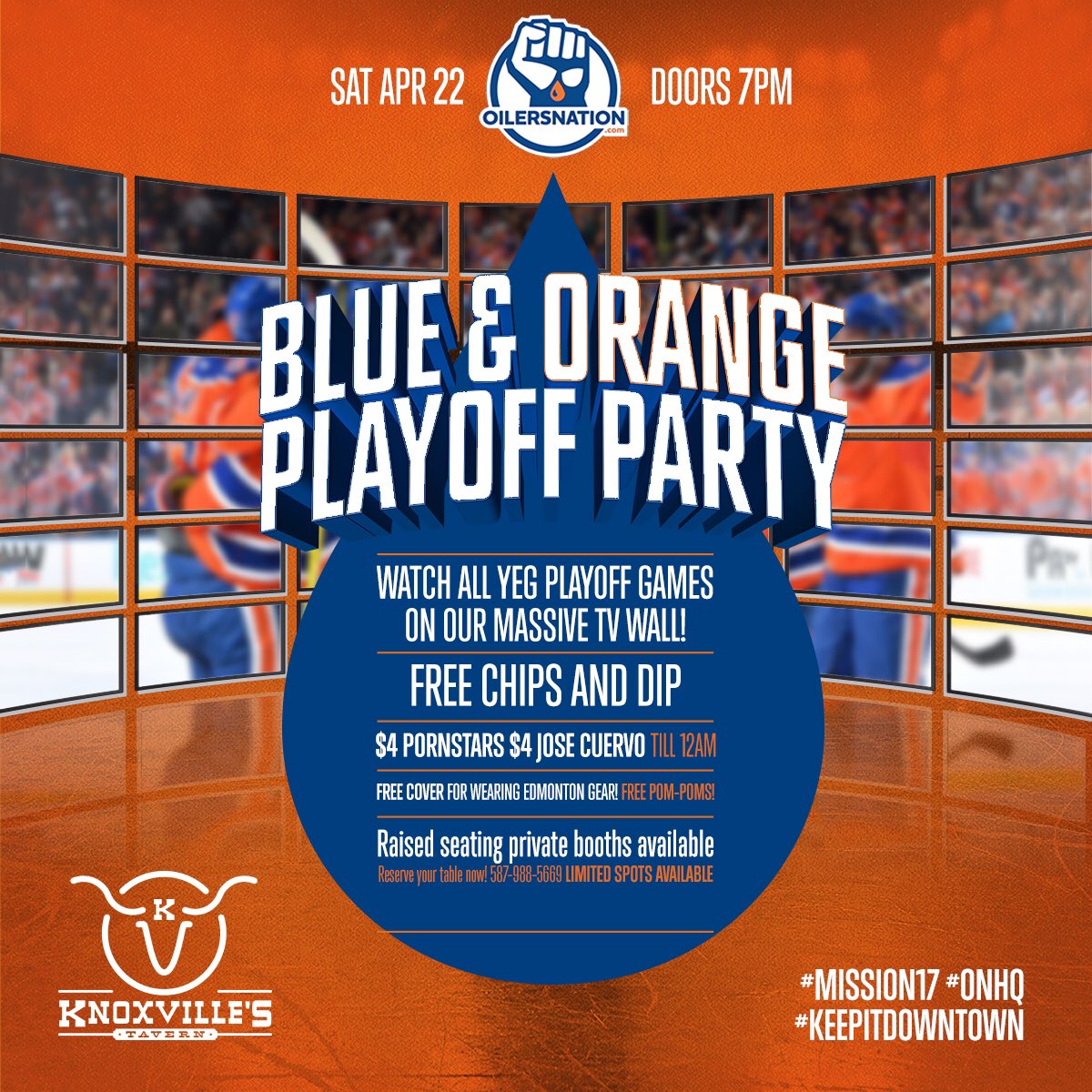 OilersNation's tweet image. Don't forget to take your post-game party to @knoxvillesyeg on game nights. The biggest party downtown!!! #MISSION17 #ONHQ #KeepItDowntown