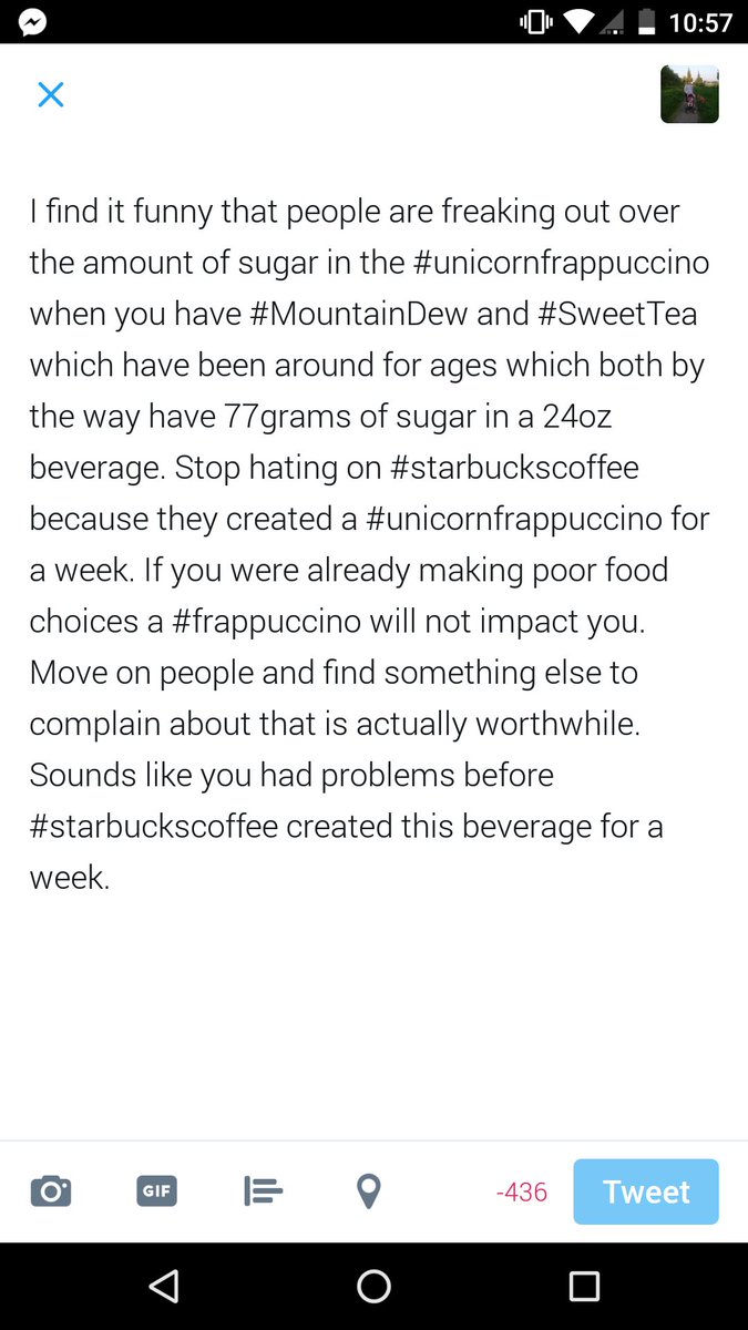 Apparently there is a limit to the length of a tweet. #StarbucksUnicornFrappuccino #MountainDew