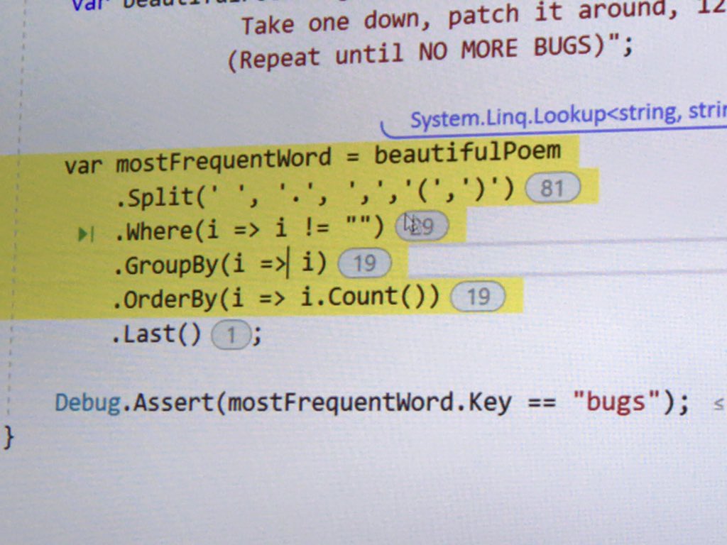 ytabuchi's tweet image. LINQのWHERE句のバグを直して正しく動くようにしたよ！（まだ実行していない…  #odfornet #eventdots #ozcode