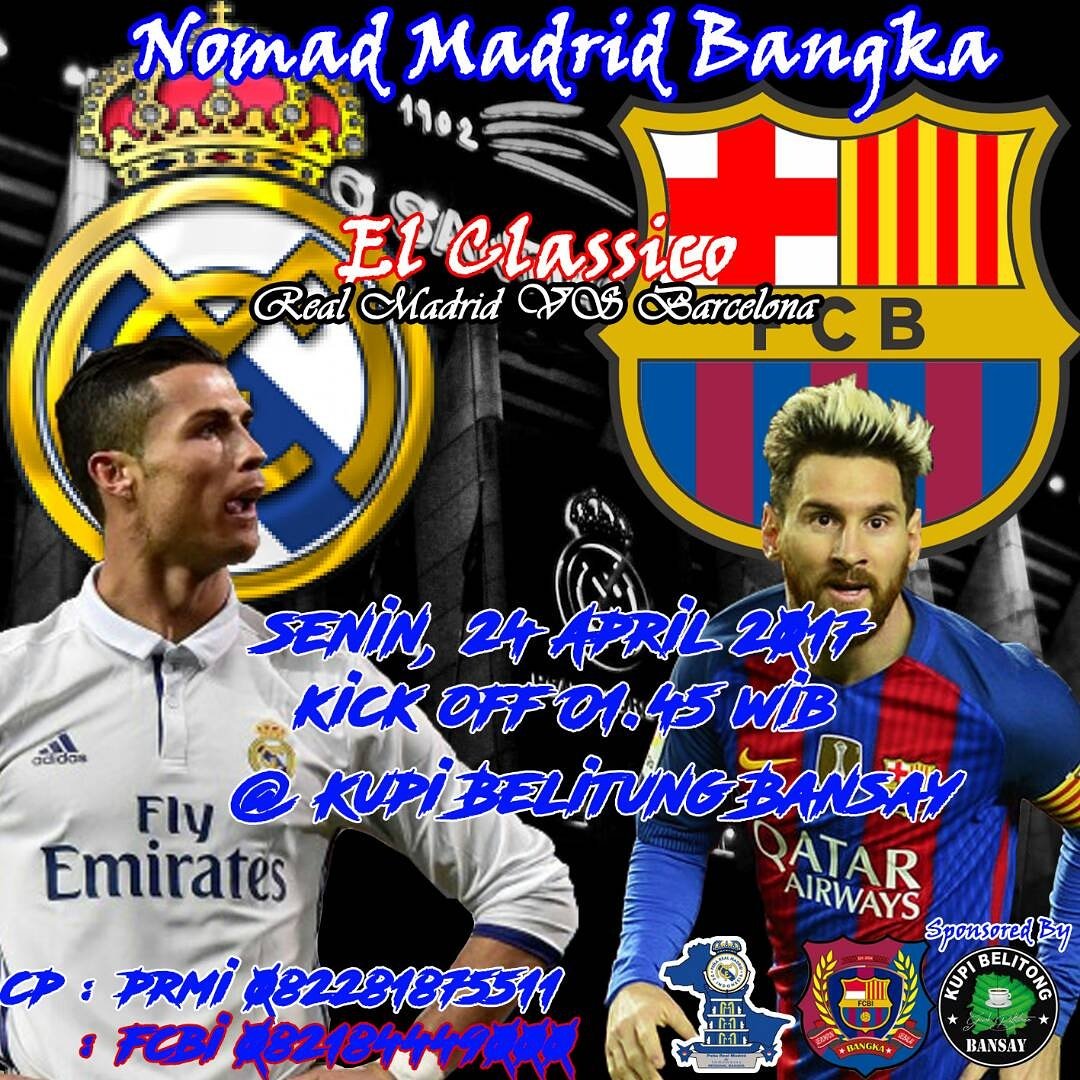 FCBI_BANGKA's tweet photo. #NobarElClasico .|| @Barcelona vs @Real Madrid || Senin .24/04/17 | OG Pkl 00.30 || KO Pkl 01:00 WIB | at Kopi Belitung | DC: FCB D0F74338 https://t.co/PA93iWq6TS