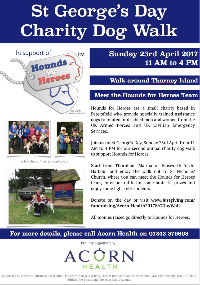Join us TODAY at St Nicholas' Church, meet the <a href="/houndsforheroes/">Hounds For Heroes</a> team, bid in our silent auction &amp; eat some cake! 11 AM - 4 PM <a href="/EmsworthLife/">Emsworth Life</a>