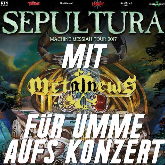 Ihr wollt auf die kommende Sepultura-Tour? Wir machen's möglich! metalnews.de/aktionen/SEPUL… #sepultura #machinemessiah #tour #live #metalnews