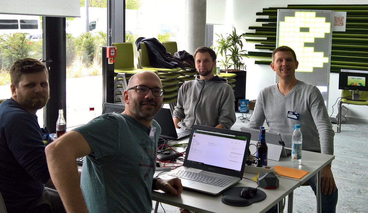 Thomas_Hemmer's tweet image. #d365hack Coding for 22 hours ... Still two hours to go ... Already preparing marketing slide for our hack ...