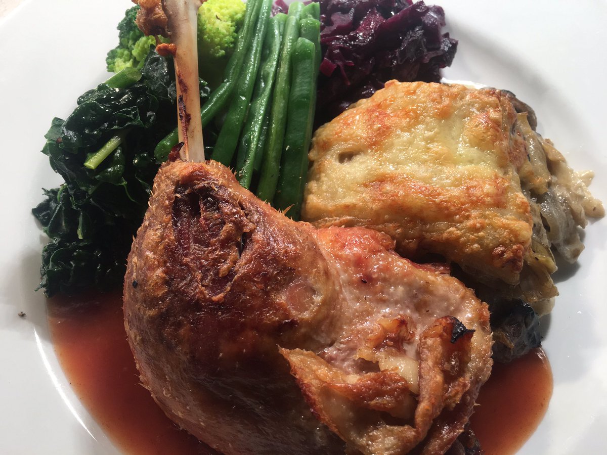 Confit duck leg with spiced plum sauce