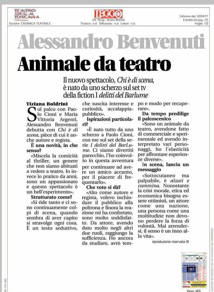 Al <a href="/TeatroCometa/">Teatro della Cometa</a> fino al 7 maggio con il #thriller #ChièDiScena di e con #AlessandroBenvenuti