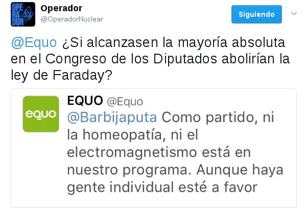 Como partido, en Equo la homeopatía y el electromagnetismo no están en nuestro programa. Aunque haya gente individual que esté a favor.