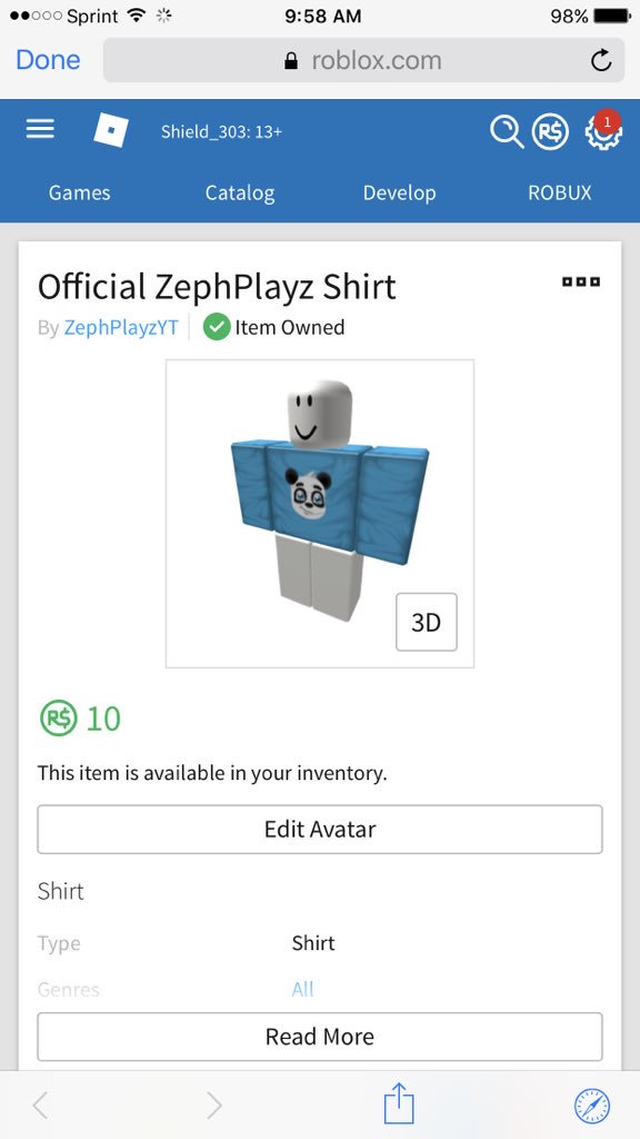 Zeph On Twitter New Official Roblox Shirt Out Now Go Buy It And - 0 replies 0 retweets 1 like