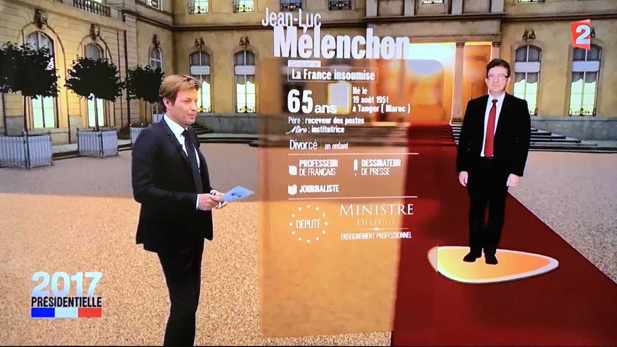 Guglielminetti's tweet image. Grâce aux gens de @silkke_corp, la rédaction de @france2 possède des versions numérisées des candidats... #Presidentielle2017
