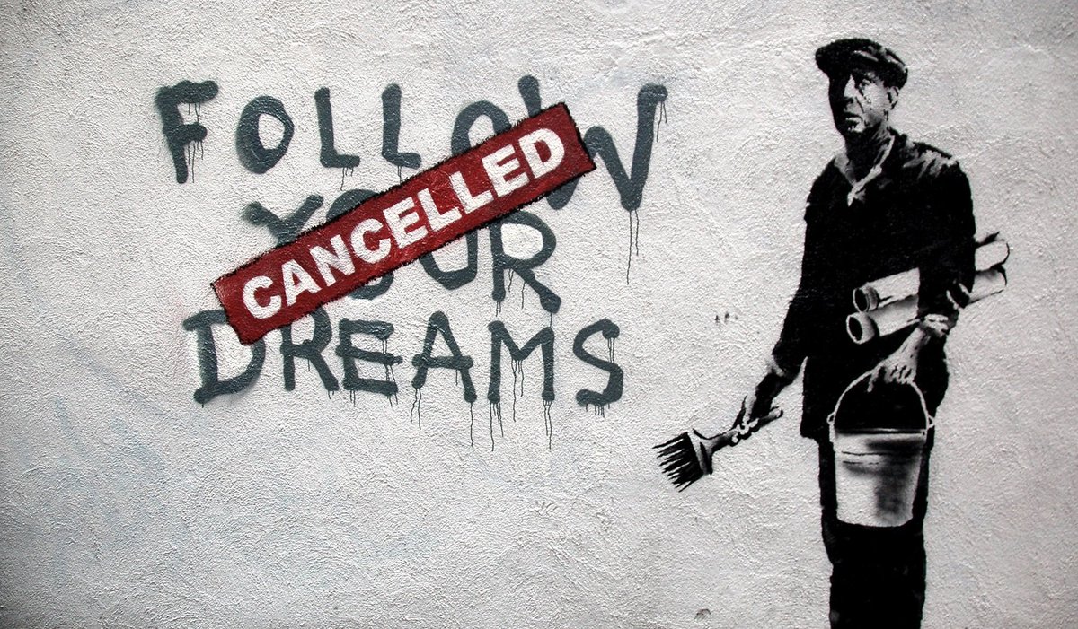 StreetLife_IT's tweet photo. "Follow your dreams/Never stop dreaming" mural by #Bansky #StreetArt #FollowYourDreams #BelieveInYourself https://t.co/jMvQ7wQucR