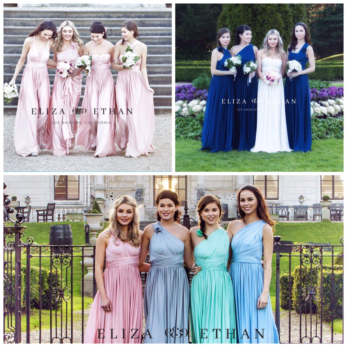 The gorgeous Eliza and Ethan Bridesmaids.  One dress, One size..... so many ways to wear!!💕