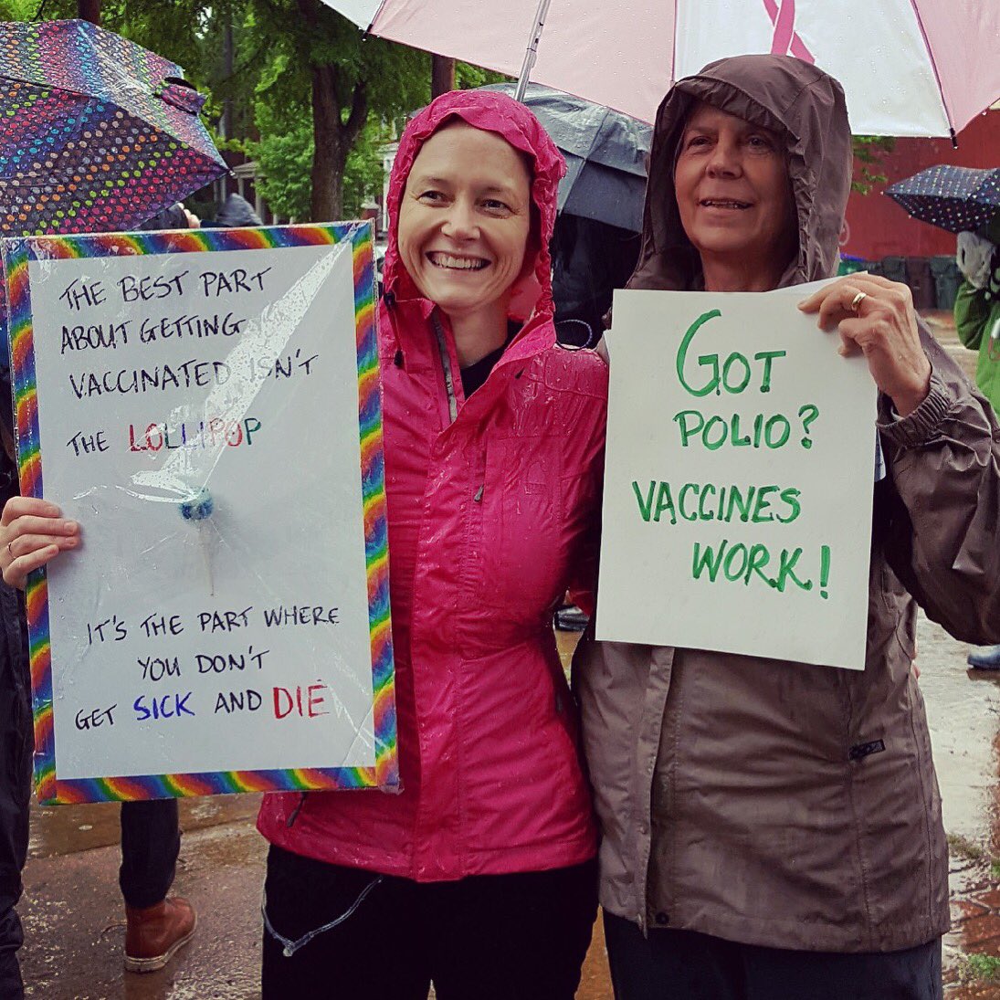 Richpeds's tweet photo. Marching (kinda swimming, actually) in RVA for science (Dr Mc in the left, a friend from another practice on the right) #vaccineswork https://t.co/SMAs2ngE7m