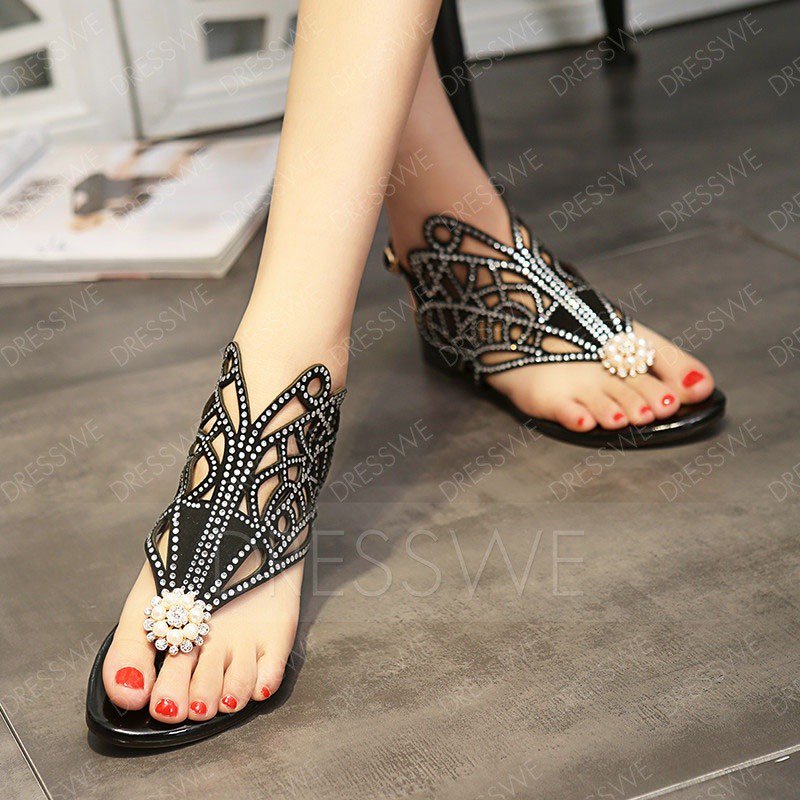 Luxurious Rhinestone Bead Thong Flat Sandals goo.gl/5O9fxd #shoes #heels #fashion #iDeserveNewShoes