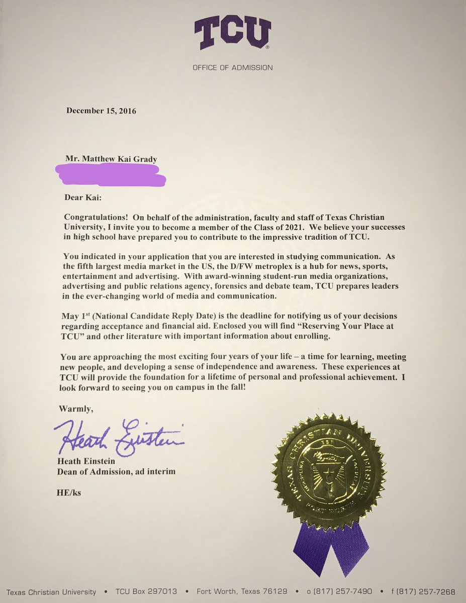 Admission for tcu