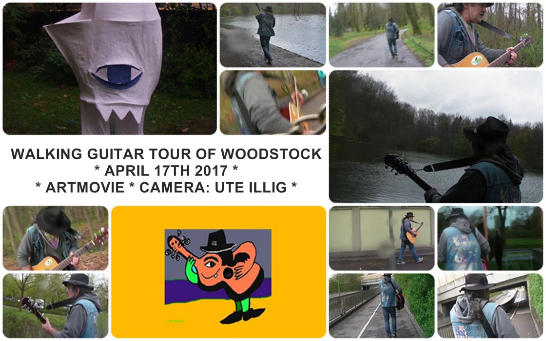 #WALKING #GUITAR #TOUR OF #WOODSTOCK 17.04.17 CAMERA: UTE ILLIG youtu.be/HOsyo_DmfFM #artmovie #kunstfilm #artperformance #oldhippies