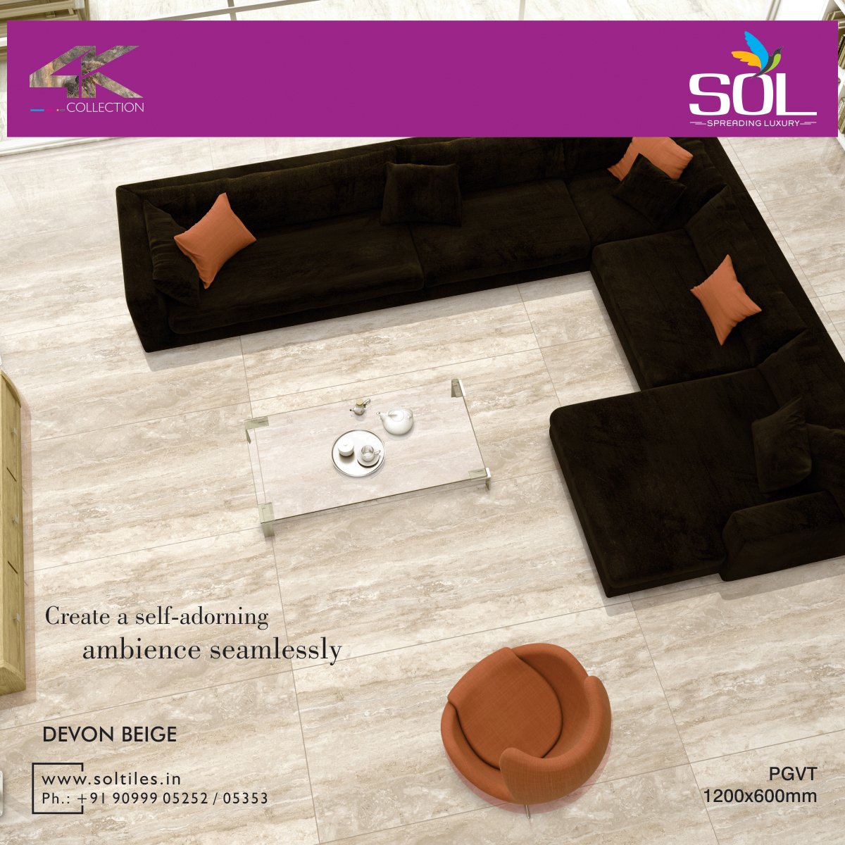 SolTileOfficial's tweet image. Create a self-adorning ambience seamlessly - DEVON BEIGE - 1200X600mm 4K PGVT Tiles #SolTiles #Interior #Architecture #MondayMotivation