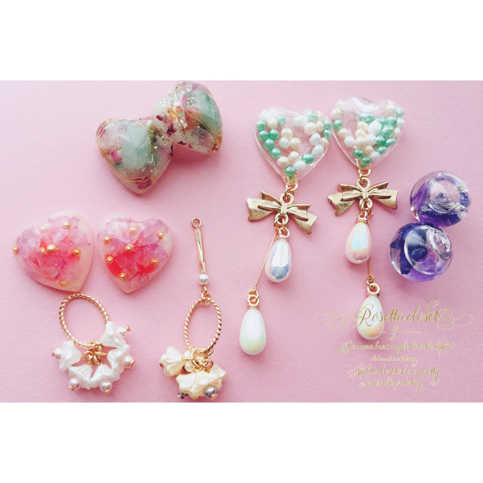 よぴ 可愛いアクセサリー作ってます 可愛すぎな アクセサリーたち 青 パープルのハーバリウムガラスドームピアス も 幻想的でとても綺麗です ピアス イヤリング ハンドメイドアクセサリー ハート スナイデル ラデュレ