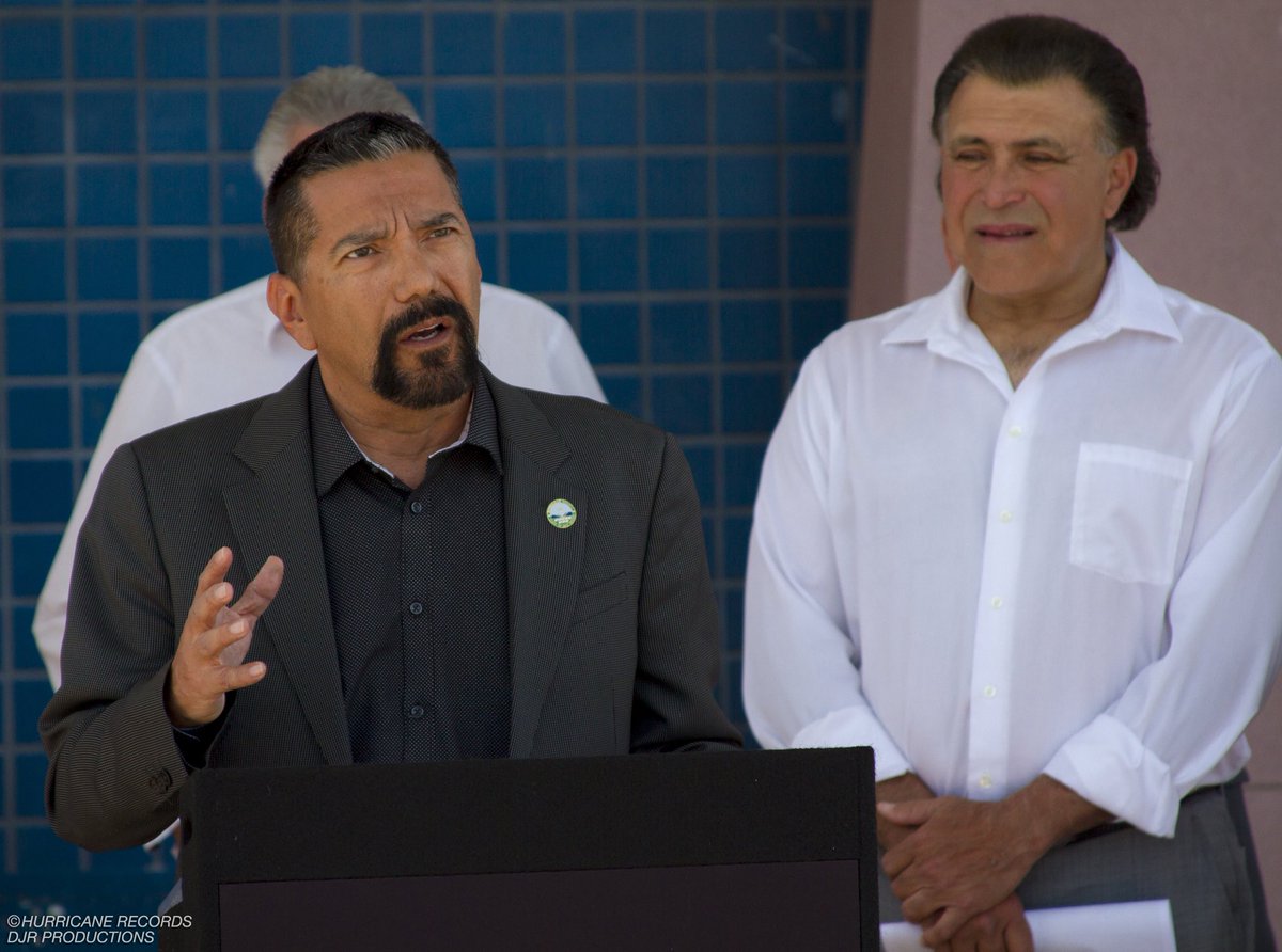 Bernalillo County Commissioner @StevenMQuezada speaking at Sunday's announcement on the #AlHurricane Pavilion at Civic Plaza in #Albuquerque