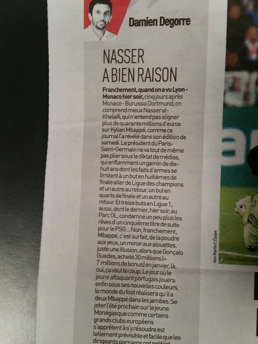 janforil's tweet photo. La chronique dans @lequipe sur le président du @PSG_inside est lunaire. Si la @Ligue1 est à ce niveau aujourd'hui c grâce au #PSG #journalix https://t.co/1yhjGpSFY5