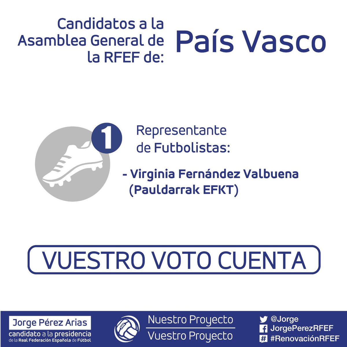 JUGADORES DE PAÍS VASCO, este jueves podéis elegir presencialmente a vuestro candidato a la Asamblea General. Votad #RenovaciónRFEF