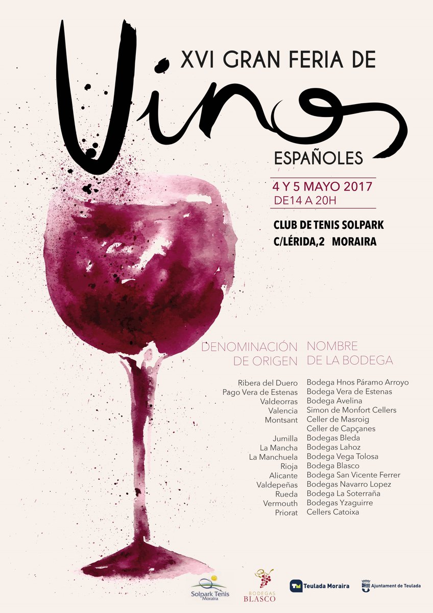 SOLPARKTENIS's tweet photo. @CostaBlanca_FM Información a sus oyentes. jueves 04 y viernes 05 de mayo: feria del vino en #solparktenis #moraira. Entrada libre https://t.co/ZVtIZM1877