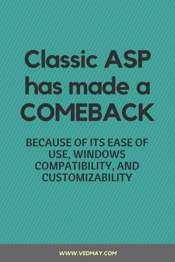 VedMayTech's tweet image. Classic ASP developers at #Vedmay have rich experience in building large-scale #ClassicASP web applications &amp;amp; high-performance web sites.