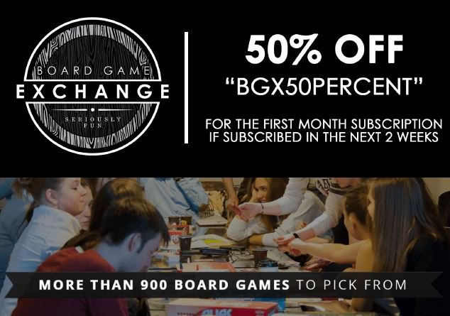 boardgamxchange's tweet image. It&apos;s Time To Gather Up Your Friends And Get 50% Off Any Subscription.

Visit us at boardgameexchange.com.