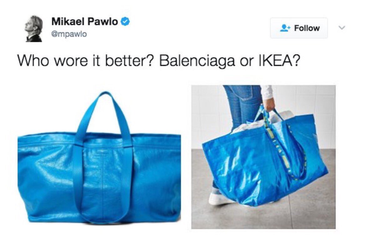Vedligeholdelse oversættelse hånd i-D on Twitter: "As the IKEA-inspired Balenciaga bag goes viral, we look at  luxury fashion's imitation of cheapness: https://t.co/s8UCMGPZvi  https://t.co/tmZXiU6R7s" / X