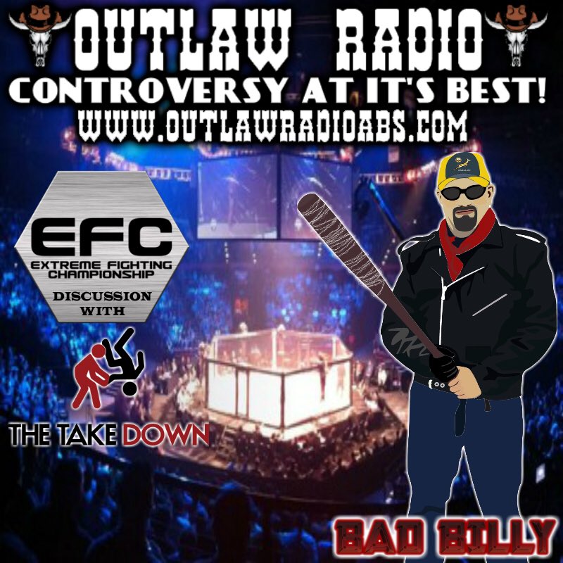 TheTakedown_MMA's tweet photo. On this weeks episode we chat with @BadLandsCSR from @OutlawRadioABS. We review #EFC58 and preview #EFC59. Releasing on Wednesday! https://t.co/u4f60CEEG0
