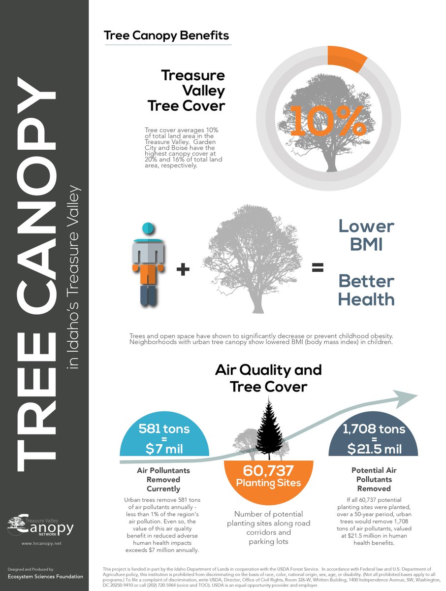 TVCanopy's tweet image. This wk we celebrate #IDArborDay2017! #DYK that our #CommunityTrees provide: #CleanAir #CleanWater &amp;amp; #HumanHealth. tvcanopy.net/air-quality/