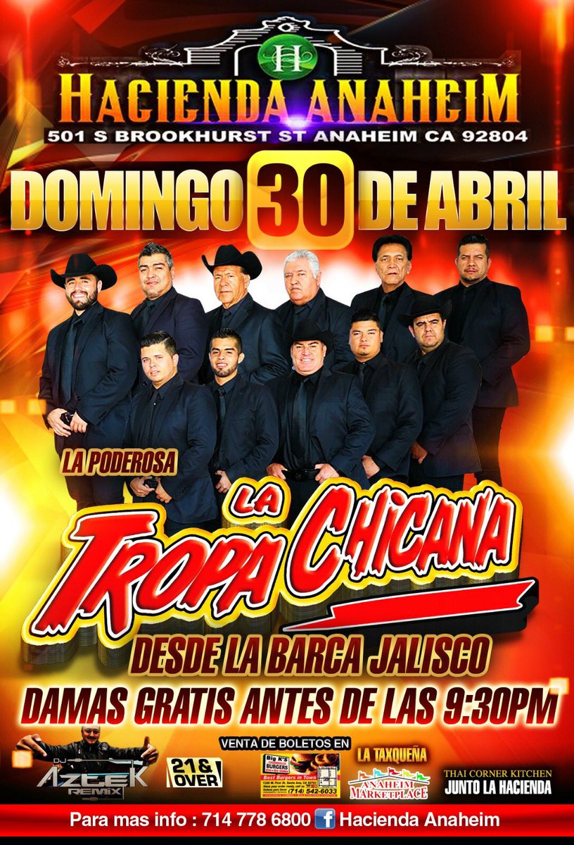 haciendanight's tweet photo. Domingo 30 de Abril LA TROPA CHICANA y mas DAMAS gratis y cubetas $25.00 hasta las 9:30pm no faltes te esperamos puertas abren a las 7pm https://t.co/yVa9TkOHng