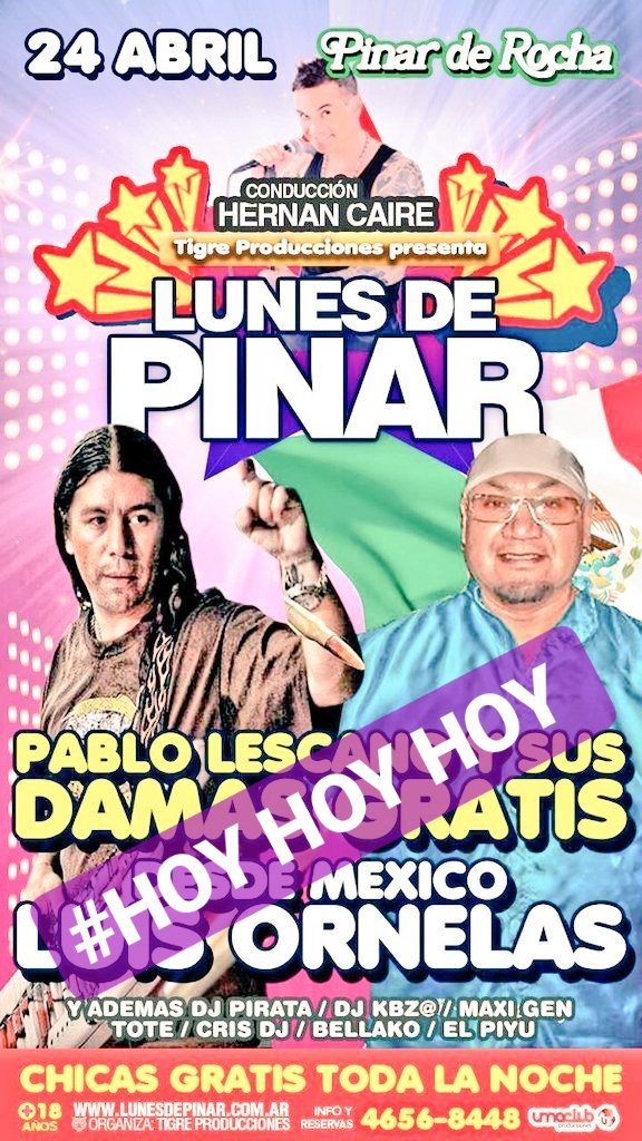 piyuelitook's tweet photo. Dale q hoy DAMA$ GRATI$ va a tokr en @LunesdePinar . . . .   👏👌🐯
@ElTigreMarcelo @pablitolescano @hernancaire @hernanranieri @Cris_dj_ok https://t.co/qXSmbboAVO