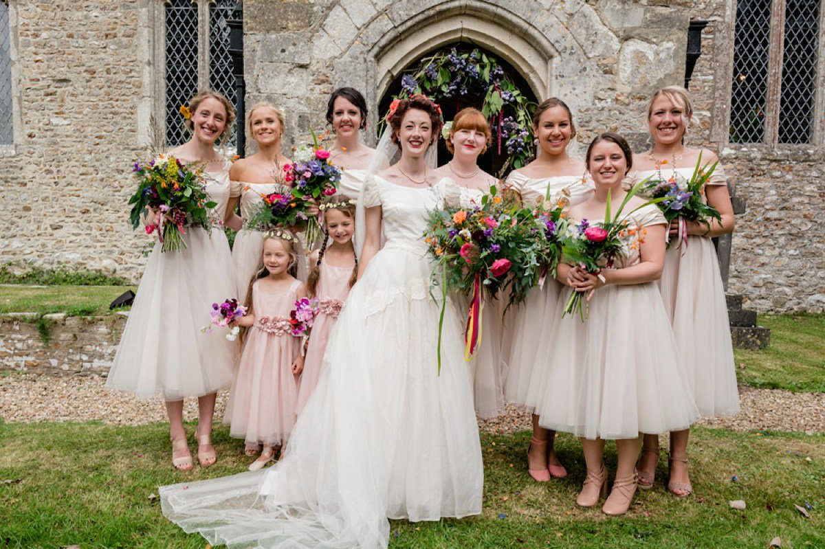 The talented bride made all of the ballerina inspired bridesmaid's outfits for her vintage themed celebration>lvmyd.rs/2okjX9W