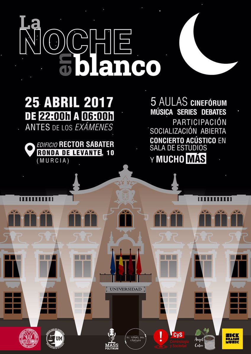 UMU's tweet photo. Para desconectar antes de los exámenes hemos preparado La noche en blanco. ¡No te lo pierdas! https://t.co/Tic9smyEJs