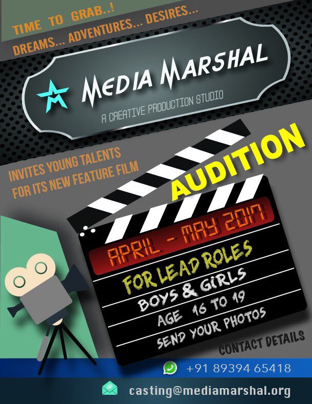 My forthcoming tamil feature film needs young talents ! Guys &amp; gals ! Post your latest pics to the contacts  mentioned in the poster.