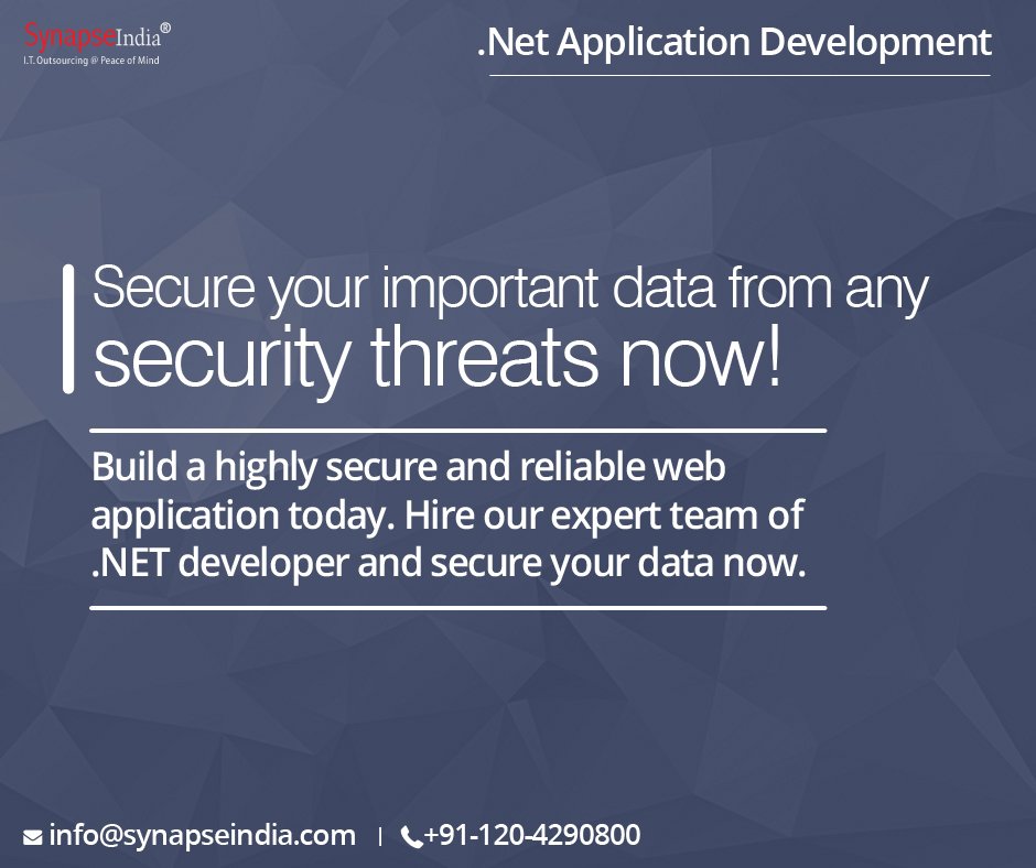 SynapseIndia's tweet image. Secure your important data from any security threats now! Checkout the link >> bit.ly/2exucUl
#DotNetApplication
#SynapseIndia