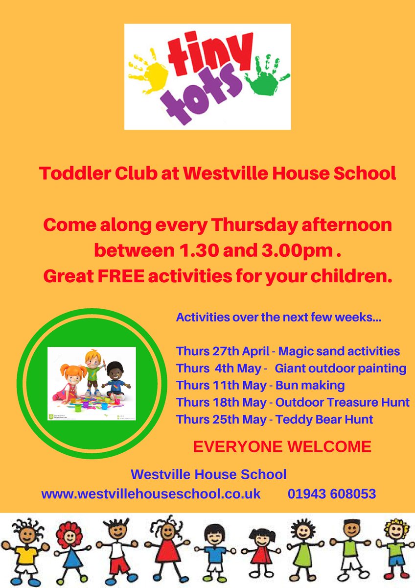 WestvilleHouse's tweet photo. Tiny Tots Toddler Club @WestvilleHouseS starts again on Thurs 27th May 1.30-3.00pm. Great FREE activities for little ones #ilkley #moormums https://t.co/G0HHsLj5IL