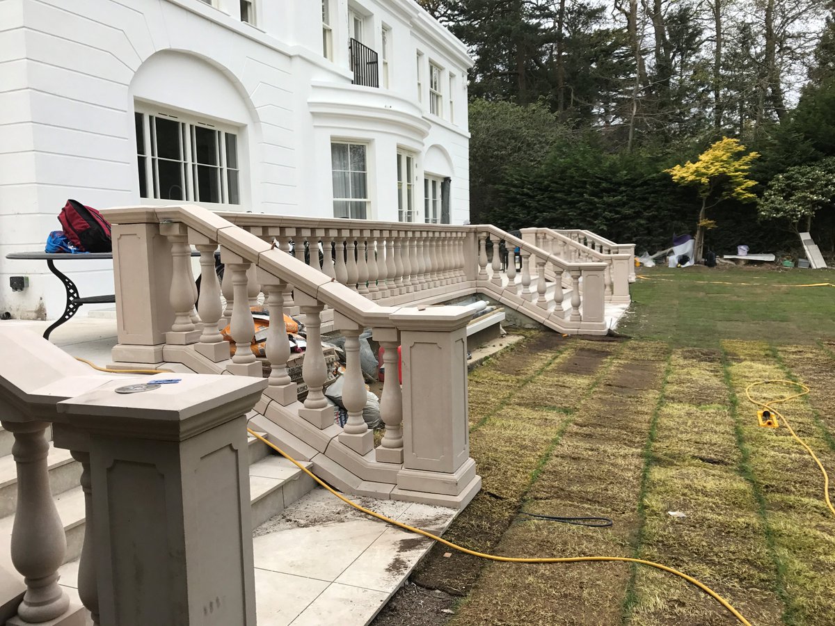 KeyStonework's tweet image. North London Project near completion, Dry Cast Portland  Balustrade and Bespoke Curved Portico