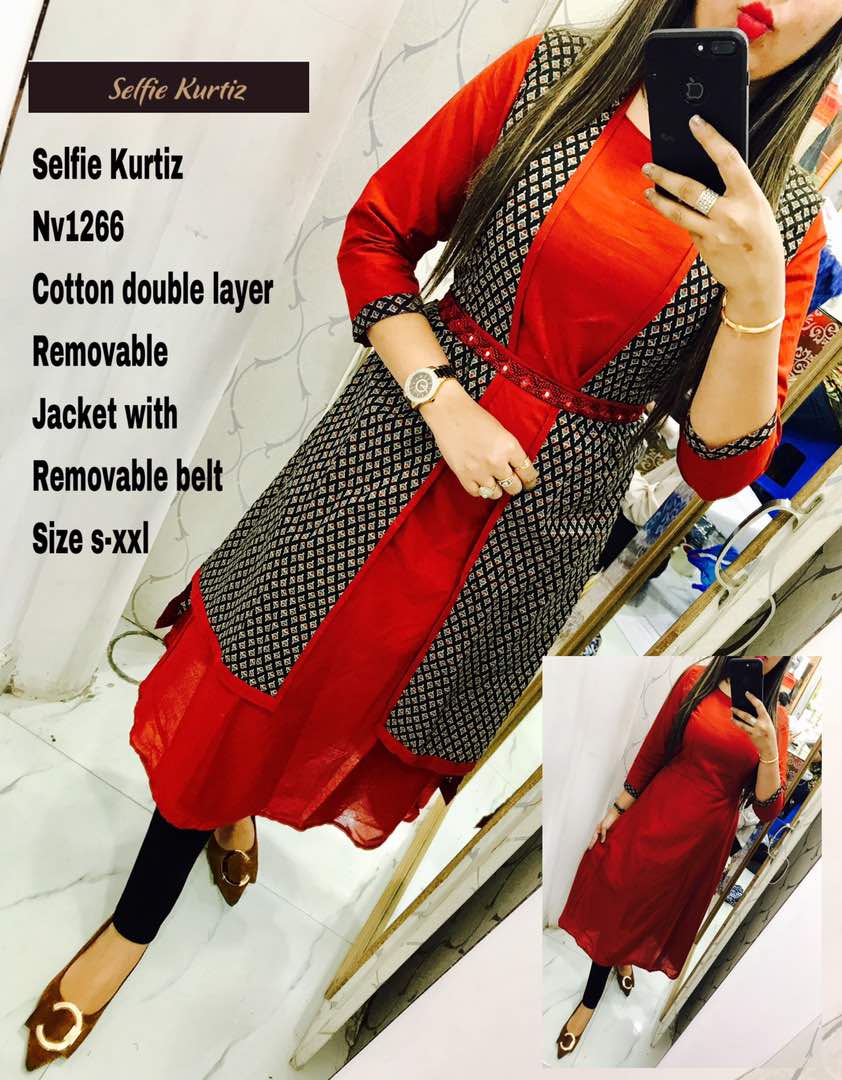 Arya Dress Maker Launch Madhuri Selfie Blue Poli Reyon NewDigital Print  Party Wear Kurti with koti For Women Wear