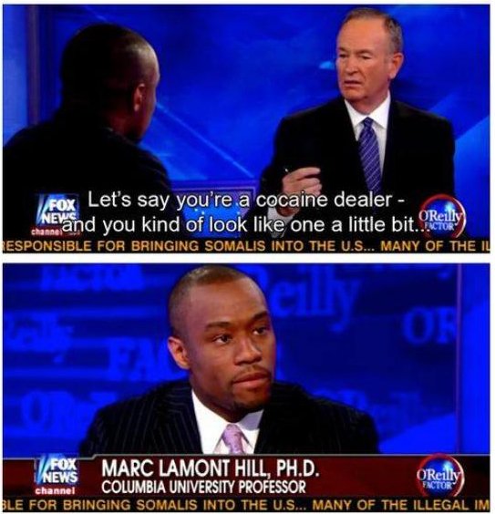FUNNYsnarkyJOKE's tweet image. The time OReilly told a black PhD that he looked like a Cocaine Dealer. Good times. 😱 #oreillyfactor #billoreily #BillOReillysFiredParty