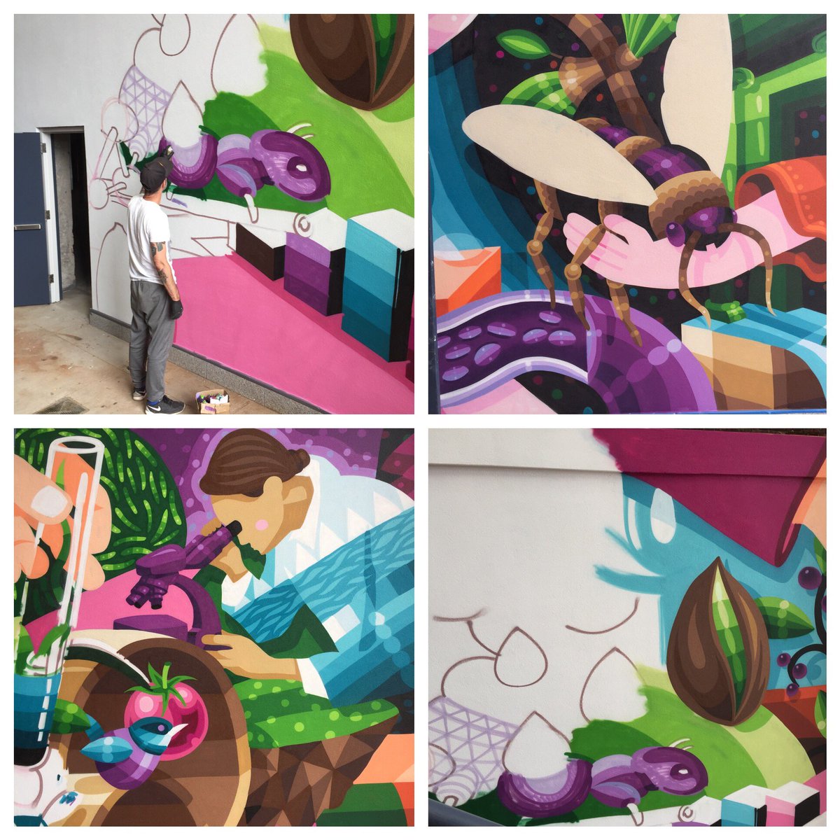 MichelleBNews12's tweet photo. Dutch street artist #EelcoVandenberg working on a mural at the renovated #BoyceThompson center in #Yonkers. Details on @News12WC 4:30 https://t.co/aGSUqzK2Vf