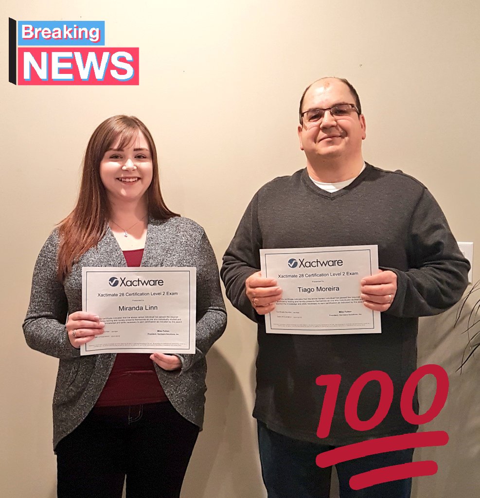 Congratulations to our Estimating Team! Miranda and Tiago completed their level 2 Xactimate training! #greatjob #nailedit #pros @xactware