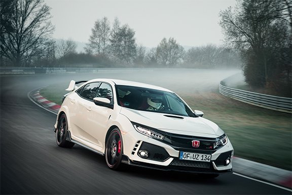 Carknack's tweet image. Honda claims a Nordschleife (north loop) record in a “stock” Civic Type R: 7 min 43.8 sec. – the same time as a 2010 Nissan GT-R. Really?